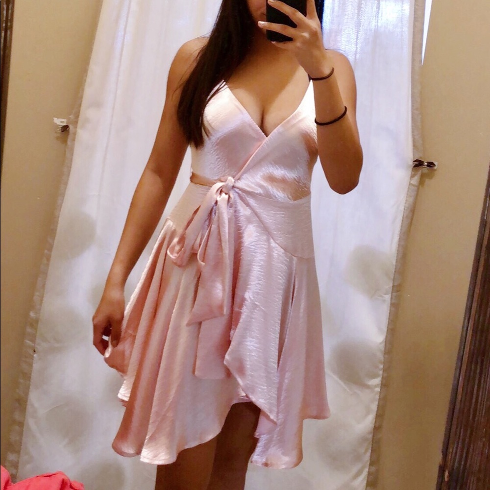 Pink Silk Wrap Dress